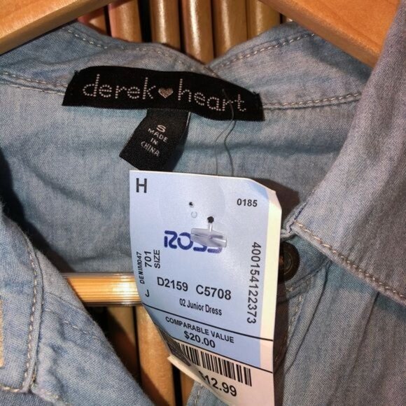 Derek Heart Light Blue Button-Down Junior Dress With Braided Belt Long Sleeves S - Picture 3 of 3